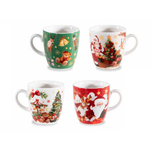 Set 4 cani Craciun portelan Ø 5,5 cm x 6 H, 70 ml