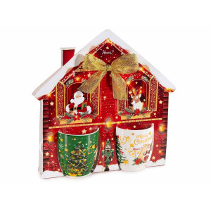 Set 8 cani Craciun portelan multicolor 5.5x6 cm, 70 ml
