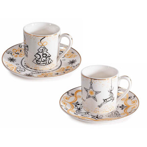 Set 6 cesti Craciun portelan multicolor Ø 5 x 5,5 H, 65 ml