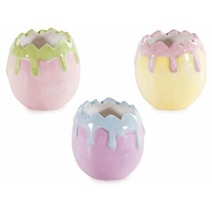 Set 3 oua decorative Paste ceramica multicolora 8.5x8 cm