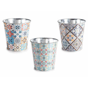 Set 3 ghivece flori metal multicolor Majolica Ø 10 cm x 10 H