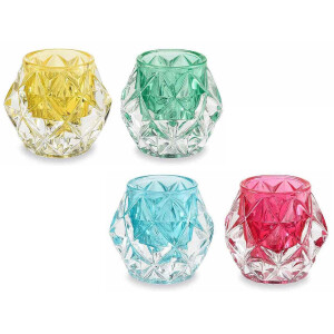 Set 4 suporturi lumanari sticla 7.5x6.5 cm