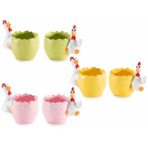 Set 6 suporturi oua ceramica multicolora 10.5x8x10 cm
