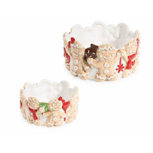 Set 2 boluri Craciun ceramica multicolora Ø 18,5 cm x 9,5 H, Ø 14,5 x 7 H
