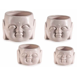 Set 4 ghivece ceramica Buddha 19.5x20x14.5 cm, 17x16.5x12.5 cm, 14.5x14x9.5 cm, 12.5x12.5x8.5 cm