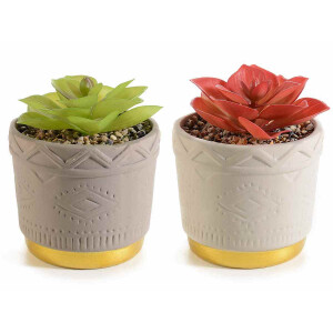 Set 2 plante artificiale in ghiveci ceramica 9x10.5 cm