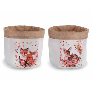 Set 2 cosuri textil multicolor Caprioara si Vulpita Ø 19 cm x 23 H