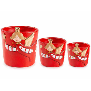 Set 3 ghivece Inger ceramica 13.5x14.5 cm, 10x10.5 cm, 8x8.5 cm
