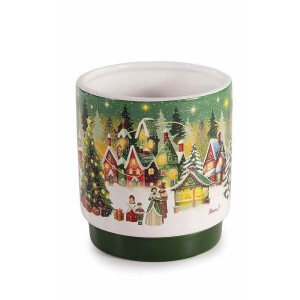 Vaza flori Craciun ceramica multicolora Ø 10,5 x 11 H