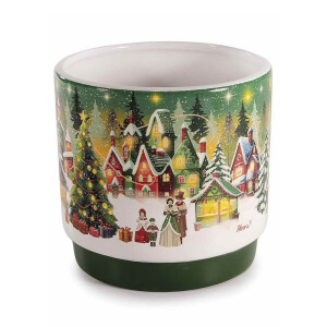 Vaza flori Craciun ceramica multicolora Ø 13 x 12,5 H