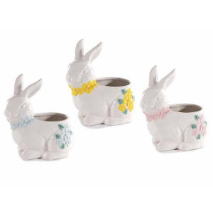 Set 3 Iepurasi Paste ceramica multicolora 14x9.5x15 cm