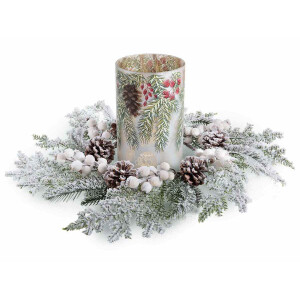 Aranjament masa Craciun, candela sticla Ø 58 cm x 20 H