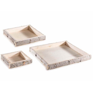 Set 3 tavi lemn natur cm 38 x 38 x 4 H, 25 x 25 x 4 H, 18 x 18 x 4 H