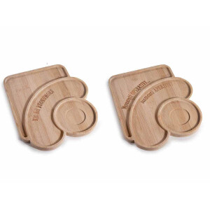 Set 2 platouri servire lemn cm 29 x 25 H