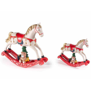 Set 2 figurine Calut Craciun polirasina multicolora 21.5x6x21 cm, 14x4x13 cm