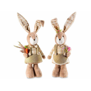 Set 2 figurine Iepurasi Paste textil multicolor 17x11x54 cm