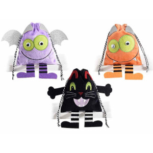 Set 3 saculeti dulciuri Halloween textil multicolor cm 21,5 x 20 H
