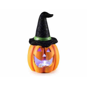 Figurina Halloween Dovleac polirasina textil multicolor cu leduri Ø 11 cm x 20,5 H