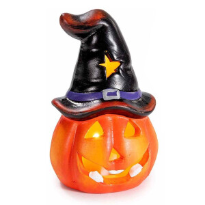 Dovleac Halloween teracota multicolora cu led II Ø 6 cm x 10 H