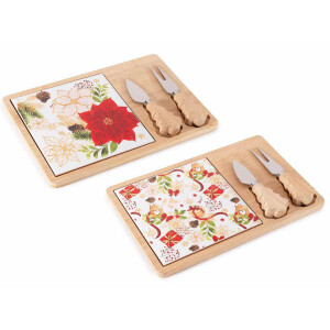 Set 2 platouri, 2 cutite, 2 furculite Craciun 26.5x17 cm, 13.5 cm