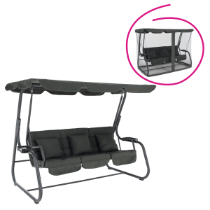 Leagan gradina 3 locuri gri Mija 219x130x168 cm