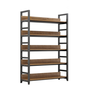 Raft pardoseala mdf metal stejar negru Janel 80x30x145.5 cm