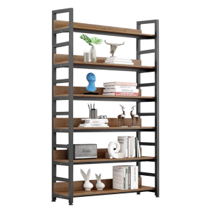 Raft pardoseala mdf metal stejar negru Janel 80x30x175,5 cm