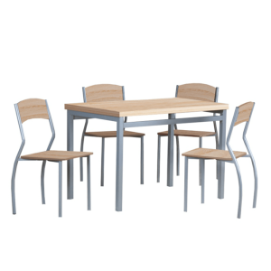 Set masa si 4 scaune natur argintiu Amanda 110x70x76 cm