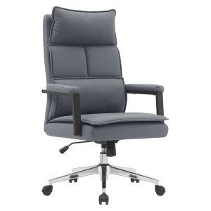 Scaun birou piele ecologica gri crom, Kahil 65x71x106-112 cm