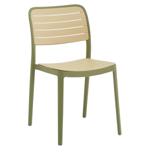 Scaun stivuibil, plastic verde/bej, Kardos 56,5x53x81 cm