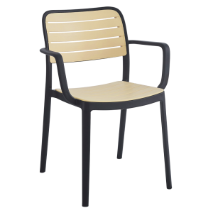 Scaun stivuibil, plastic negru/bej, Kardos 56,5x53x81 cm
