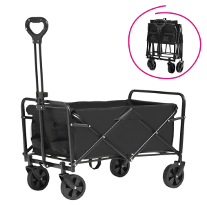 Carucior de gradina pliabil negru Karil 45x73,5x64/87 cm 