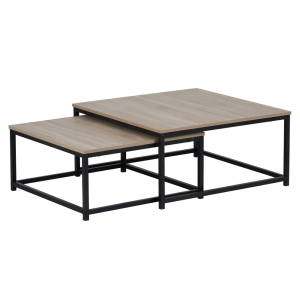 Set 2 masute cafea mdf laminat stejar sonoma metal negru Kastler 75x75x37 cm, 65x65x32 cm