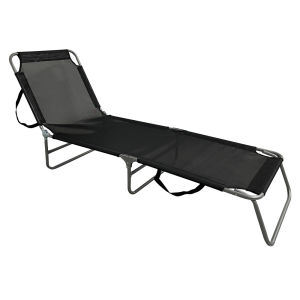 Sezlong de gradina negru gri Keleo 58x182x30/79 cm