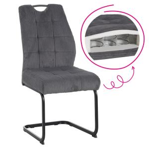 Scaun dining textil gri metal negru Kelma 46x62,5x97 cm