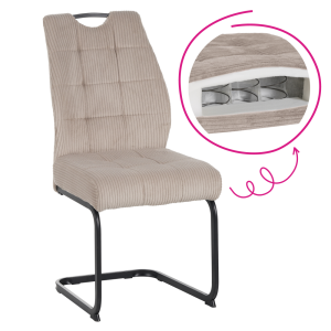 Scaun dining textil maro taupe metal negru Kelma 46x62,5x97 cm