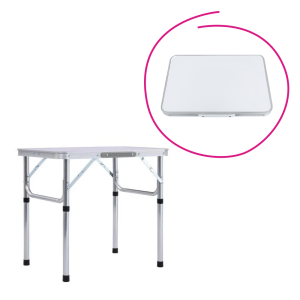 Masa camping pliabila aluminiu mdf alb Kepi 60x45x55 cm