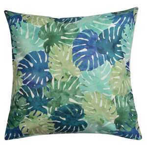 Set 2 perne decorative textil verde albastru Leaf 43x43x4 cm