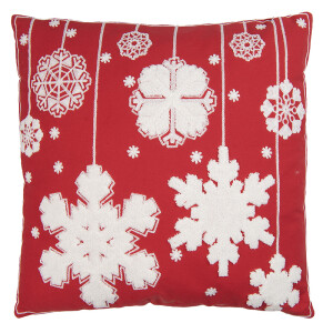Perna Craciun Fulgi de Nea poliester rosu alb GT 45x45x5 cm