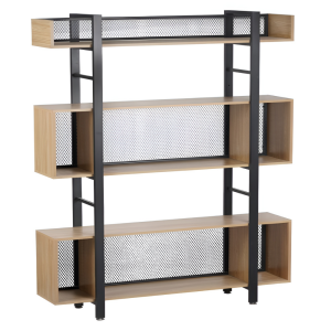 Raft pardoseala fier negru mdf laminat stejar Kilis 160x30x180 cm