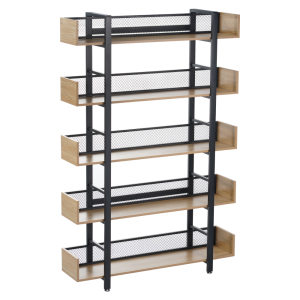 Raft pardoseala fier negru mdf laminat stejar Kilis 120x30x180 cm