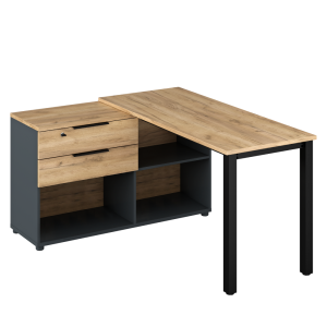 Birou de colt HDF stejar artisan grafit Klaudius 140x120x76 cm