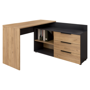 Birou de colt DTD grafit stejar artisan Klaudius 130x120x76 cm