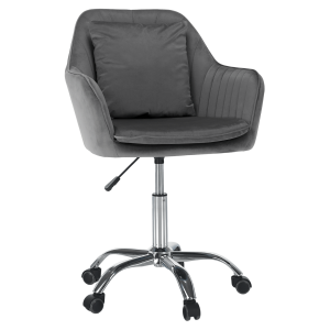 Scaun de birou catifea gri crom Klian 59x61x87/101 cm