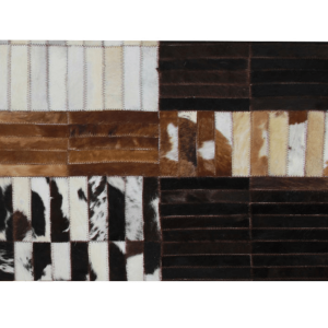 Covor de lux din piele negru maro alb patchwork 69x140 cm