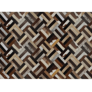 Covor de lux din piele maro negru bej patchwork 200x300 cm