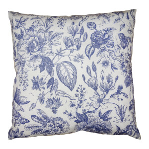Set 2 fete perna textil albastru alb Flowers 45x45 cm