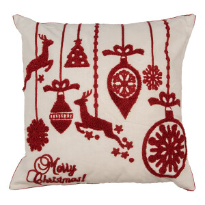 Set 2 fete perne Craciun textil alb rosu 45x45 cm