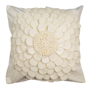 Fata perna decorativa textil bej Flower 45x45 cm