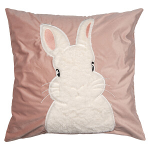 Fata perna textil alb roz Iepuras 45x45 cm